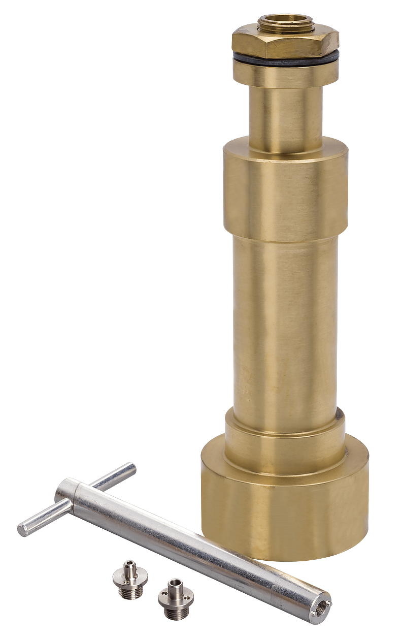 黄铜saybolt粘度计管，带不锈钢万向和氟孔，包括扳手
